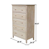 International Concepts Dresser with 5 Drawers ,Unfinished IC International Concepts
