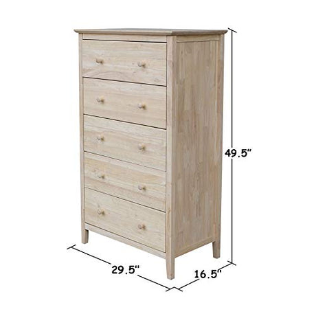 International Concepts Dresser with 5 Drawers ,Unfinished IC International Concepts