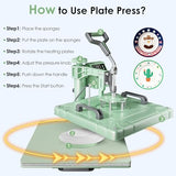 Seeutek 8 in 1 Heat Press Machine 15x15 Inch, Swing Away Digital Sublimation Heat Transfer Press with 20oz & 30oz Tumbler Attachments for T-Shirts, Mugs, Hats & Plates, Green Seeutek