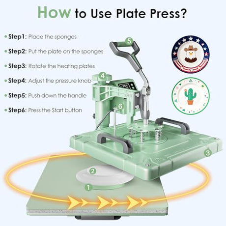 Seeutek 8 in 1 Heat Press Machine 15x15 Inch, Swing Away Digital Sublimation Heat Transfer Press with 20oz & 30oz Tumbler Attachments for T-Shirts, Mugs, Hats & Plates, Green Seeutek