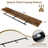 Fun Memories 55 Inch Fireplace Mantel Shelf -Long Floating Shelf, Wall Mounted Farmhouse Display Shelf with Invisible Heavy Duty Metal Bracket, Brown Fun Memories