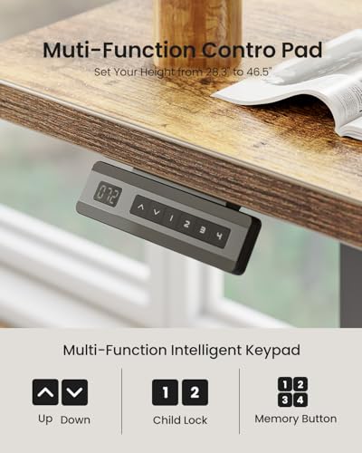 FEZIBO 55×32 inch L Shaped Electric Corner Standing Desk, 4 Memory Height Settings,Home Office & Computer Height Adjustable Table, Ergonomic Sit and Stand Up Workstation with Splice Board,Rustic Brown FEZIBO