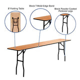 EMMA + OLIVER 8-Foot Rectangular Wood Folding Training/Seminar Table with Clear Coated Top EMMA + OLIVER