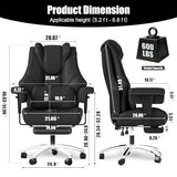 600lbs Big and Tall Office Chair, Wide Ergonomic Leather Executive Chair for Heavy People with Foot Rest, High-Back Reclining Computer Chair with Swivel Wheels and Lumbar Support (Black) Box DesignLab