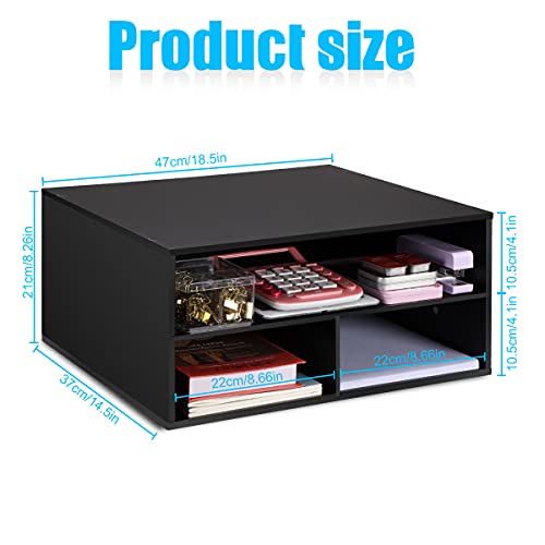 EMERIT Printer Stand Shelf with Storage Wood Desk Paper Organzier for Home/Office,Printer Riser, 2 Tire EMERIT