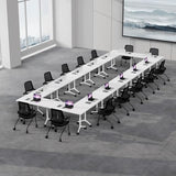 AKSOUDEW Folding Conference Table, Rectangular Conference Room Tables, Mobile Modular Training Table, Solid Steel Frame,Thickened Panel,for Schools,Meeting Room and Offices (4PCS, 71in) AKSOUDEW