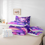 Feelyou Kids Cute Axolotl Comforter Set with Sheets Twin Size, Galaxy Planet Space 7 Pieces Bedding Set Boys Girls Cartoon Animal Bed in A Bag Dreamy Starry Teens Bed Set Bedroom Decor 7Pcs Feelyou