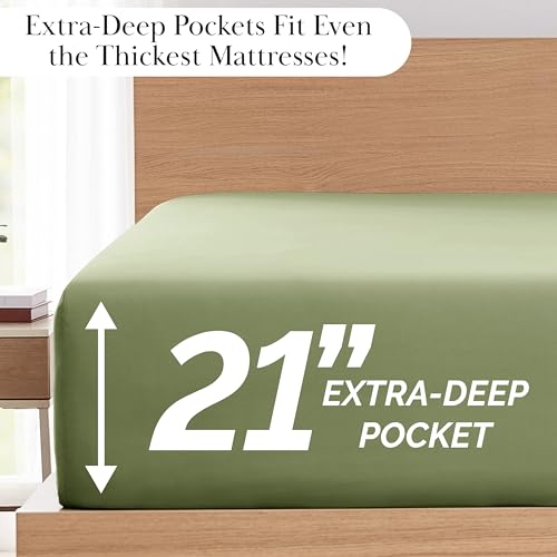 Southshore Fine Living, Inc. 6-Piece Full Size Bed Sheets Set, 21-Inch Extra Deep Pocket Fitted Sheet Full, Flat Sheet, Microfiber Bedding, Sage Green Pillow Cases Standard Size, Sage Green Sheets Southshore Fine Living, Inc.