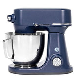 GE Tilt-Head Electric Stand Mixer | 7-Speed, 350-Watt Motor | Includes 5.3-Quart Bowl, Flat Beater, Dough Hook, Wire Whisk & Pouring Shield | Countertop Kitchen Essentials | Sapphire Blue GE