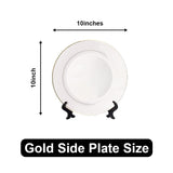 MR.R Set of 2 Sublimation Blanks White Ceramic Gold Rim Plate with Stand,Porcelain Plates, 10 inch Round Dessert or Salad Plate, Lead-Free, Safe in Microwave, Oven, and Freezer MR.R