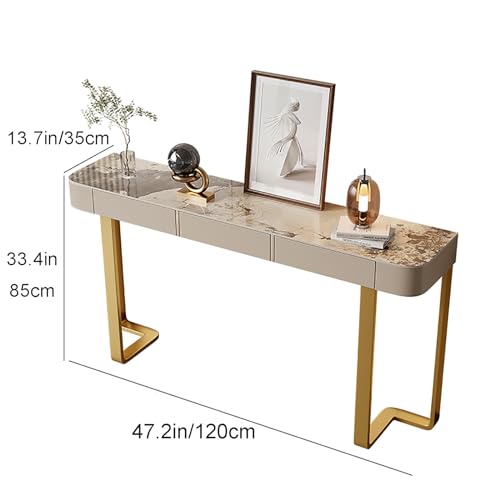 XTRYBHD Modern Console Table with Drawers, Sintered Stone Sofa Table with Storage, Hallway Table, for Hallway, Living Room, Bedroom(Size:47.2in/120cm) XTRYBHD