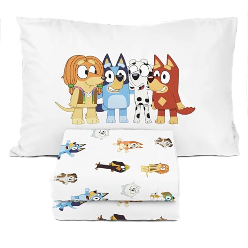 Sunny Side Up Bluey & Friends Twin Sheet Set - 3 Piece Kids Bedding Set Includes Pillow Cover - Super Soft Microfiber Sheets Sunny Side Up