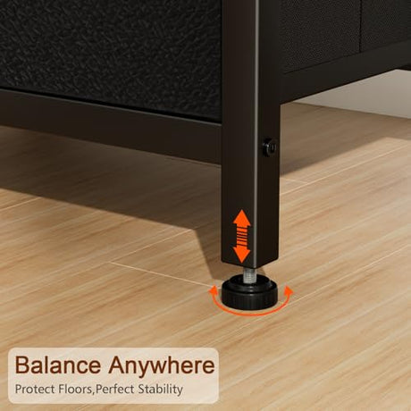LOAKEKEL Nightstand with Charging Station, End Table with 2 Fabric Drawers, Night Stand for Bedroom, Small Bed Side Table with USB Ports and Outlets for Living Room, Black, HETS020BK-1 LOAKEKEL