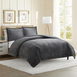 Hearth & Harbor Premium Flannel Duvet Cover Set - 3 PC Reversible Full Comforter Cover Set with Microfiber Back - 1 Velvet Duvet Cover Full & 2 Pillow Shams 80 x 90 inches - Charcoal Gray Hearth & Harbor