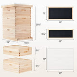 CREWORKS Bee Hive with 10 Medium &20 Deep Honeycomb Foundation Frames, Bee Box for Beekeeper Starter, Beekeeping Supplies Equipment Tool, Wood Complete Honey Bee Hives Kit, 3 Layer Bees House Box CREWORKS