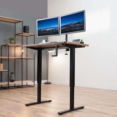 VIVO Compact Hand Crank Stand Up Desk Frame for 37 to 77 inch Table Tops, Ergonomic Standing Height Adjustable Base with Foldable Handle, Black, DESK-M051MB VIVO