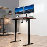 VIVO Compact Hand Crank Stand Up Desk Frame for 37 to 77 inch Table Tops, Ergonomic Standing Height Adjustable Base with Foldable Handle, Black, DESK-M051MB VIVO