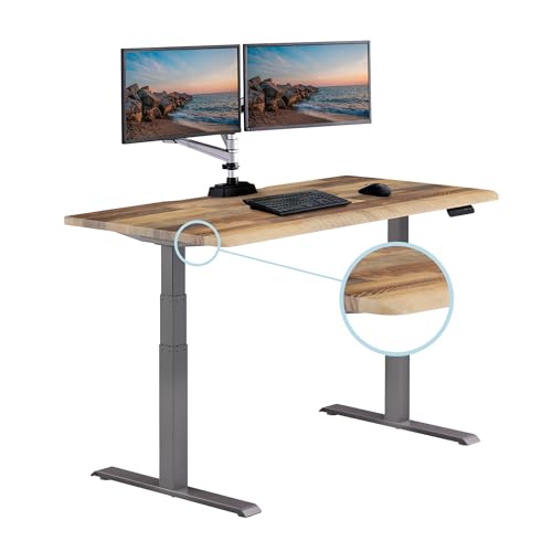 Vari ComfortEdge 60x30 Inch Adjustable Electric Standing Desk – Sit Stand VariDesk with Memory Presets, Sloped Edge, 200 LB Capacity + Tool-Free Assembly (Reclaimed Wood) Vari