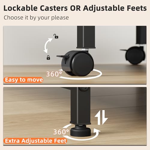 YAOHUOO 3 Tier Large Printer Stand with Power Outlet/Adjustable Storage Shelf, Rolling Cart with Wheels, Printer Table for Home Office 3D Printer/Heat Press/Laster, 22"×15" Black