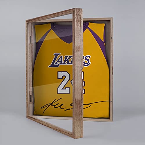 Shadow Box 13x16 Display Linen Background and 8 Stick Pins Solid Wood Memory Box Display Case for Photo,Sports Memorabilia, Awards, Medals and HPJAPRIL