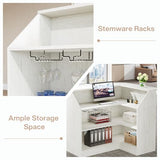 Tribesigns Reception Desk with Storage Shelves, L-Shaped Modern Front Desk, Reception Counter Table for Small Office, Salon, Checkout, White Tribesigns