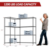 IZEUK Linked Storage Racks, DIY Adjustable Heavy Duty Metal Shelving Unit for Corner, Ideal for Kitchen, Garage, Warehouse, and Garden (Black, 4 Tiers, 15.7" D x 33.5" W x 59.5" H, 1147 lbs Capacity) IZEUK