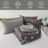 WONGS BEDDING 7 Pieces Bed in a Bag King, Floral Reversible Comforter Set Flower Plum Bedding Set King Size（1 Comforter,2 Pillowcase,2 Pillow Shams,1 Flat Sheet,1 Fitted Sheet） WONGS BEDDING