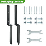 JPOIP Heavy Duty Steel Fence Post Repair Kit, 32 Inch Long Fence Post Anchor Ground Stakes for Repair Tilted/Broken Wood Fence Post (2 Sets) JPOIP