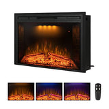 Benrocks 40'' Electric Fireplace Inserts, Recessed & Built in Wall Electric Fireplace Heater with Fire Crackling Sound, Adjustable Top Light & Flame Speed, Overheating Protection, 750/1500W Black Benrocks