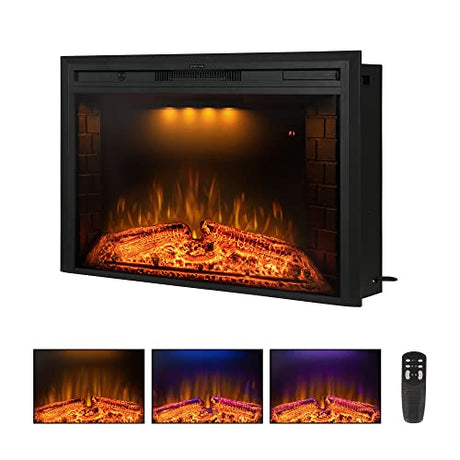 Benrocks 40'' Electric Fireplace Inserts, Recessed & Built in Wall Electric Fireplace Heater with Fire Crackling Sound, Adjustable Top Light & Flame Speed, Overheating Protection, 750/1500W Black Benrocks