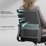 SUKIDA Desk Chair Mesh Office Chair with Upholstery Executive Office Chair with Armrests, Mid-Back Task Chair Height-Adjustable Computer Chair, Black SUKIDA
