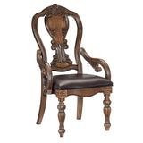 LOPOO Set of 2 Traditional Armchairs with Dark Oak Finish and Faux Leather Upholstery, Elegant Design for Dining Room LOPOO