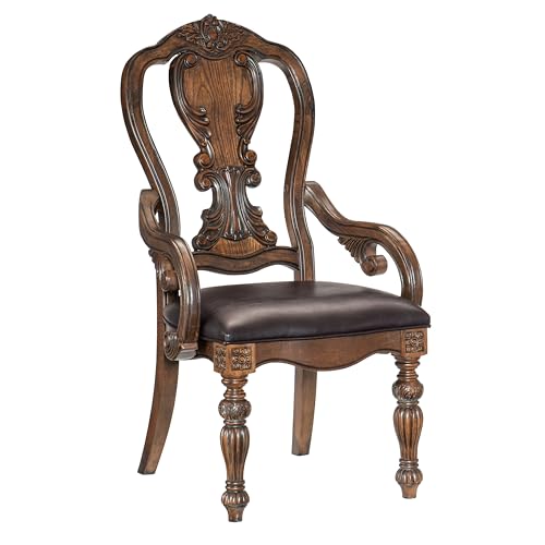 neolun Enhance Dining with Traditional Armchairs Set of 2, Dark Oak Frame, Faux Leather Upholstered Seat neolun