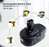 DTK 2Pack 6.5Ah Lithium-Ion Battery Replacement for Dewalt 18V XRP Ni-Cad DC9096 DC9098 DC9099 DE9039 DE9095 DE9096 DE9098 DW9095 DW9096 DW9098 DE9503 DTK