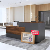OfficeSimpli L Shaped Reception Desk with Counter - 78.5x40.5x42 Inch - Made in USA, Ship Mostly Assembled, Front Desk Reception Counter for Office, Lobby, Beauty Counter and Salon - California Walnut OfficeSimpliUS