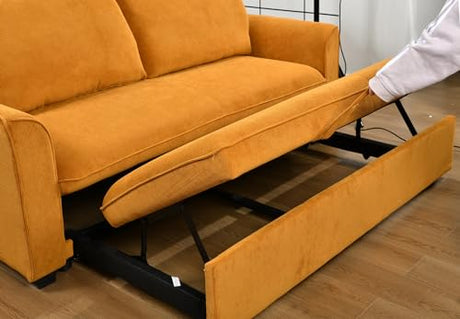 Siutco Product Name 78 Inch 3 in 1 Convertible Sleeper Sofa Bed, Modern Fabric Loveseat Futon Sofa Couch w/Pullout Bed, Small Love Seat Lounge Sofa w/Reclining Backrest, Furniture for Living Room(Oran Siutco