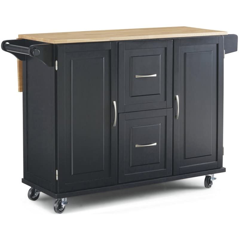 Pemberly Row Modern/Contemporary Wood Kitchen Cart in Black Pemberly Row