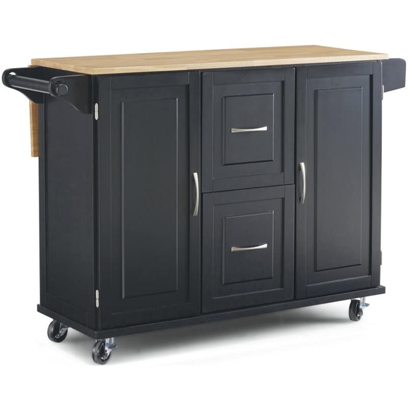 Pemberly Row Modern/Contemporary Wood Kitchen Cart in Black