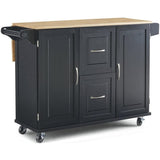Pemberly Row Modern/Contemporary Wood Kitchen Cart in Black Pemberly Row
