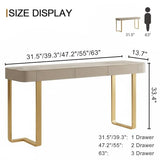 MISXEOE Modern Console Table with Storage Drawers Stone Slab Top, Rectangle Narrow Sofa Table Behind Couch Entryway Cabinet for Living Room, Hallway, Foyer(Gold,39.3"x13.7"x33.4") MISXEOE