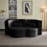Teddy Fabric 3-in-1 Floor Sofa Bed with 2 Pillows, 15" Full Size Convertible Folding Foam Mattress Couch, No-Assembly Trifold Futon Guest Bed for Living Room, Dorm (Plush Corduroy, Black) Generic