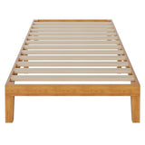 DUMOS Solid Wood Bed Frame, Twin Size Bed Base with Wood Slat Support, Sturdy, Stylish & Noise-Free Design, No Box Spring Needed, Easy Assembly, 12 in Natural Pine DUMOS