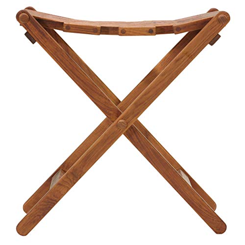 Bare Decor Mosaic Folding Stool in Solid Teak Wood, Brown