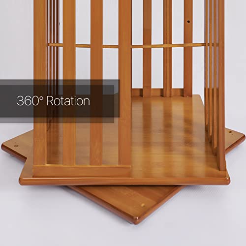 MoNiBloom 360° Rotating Tall Bamboo Bookshelf - 6-Tier Corner Storage Organizer for Home and Office, Brown - WoodArtSupply