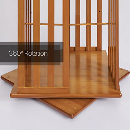 MoNiBloom 360° Rotating Tall Bamboo Bookshelf - 6-Tier Corner Storage Organizer for Home and Office, Brown - WoodArtSupply