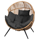 JAMFLY Egg Chair Wicker Outdoor Chairs, Oversized Patio Chair Oversized Lounger Chair with Cushion for Indoor Living Room, Bedroom, Outside Patio Backyard Balcony, Gray Cushion JAMFLY
