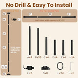 BONPALLY Room Divider Curtain Rod for Wide Space Room Separation, 28-171inch(W) 4-10ft(H) Adjustable No Drilling Tension Curtain Rods, Heavy Duty Temporary Privacy Wall Divider, Black Bonpally