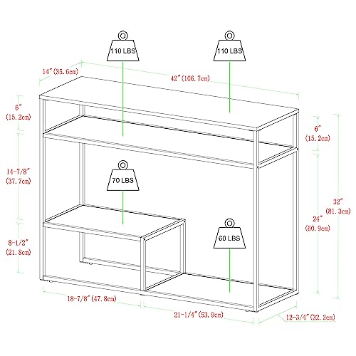 Walker Edison Modern Metal and Wood Tiered Entry Table, 42 Inch, Black - WoodArtSupply