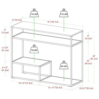 Walker Edison Modern Metal and Wood Tiered Entry Table, 42 Inch, Black - WoodArtSupply