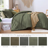 WRENSONGE Queen Comforter Set - 3 Pieces Prewashed Olive Green Comforter Soft Lightweight for All Seasons,Down Alternative Comforters Queen Size with 2 Pillow Shams WRENSONGE